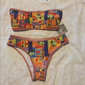 Zaful Multicolor Geometric Bikini